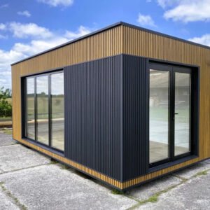 Container Bureau Panoramique 18 m² Design Bois & Anthracite