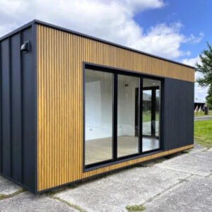 Container Bureau Panoramique 18 m² Design Bois & Anthracite