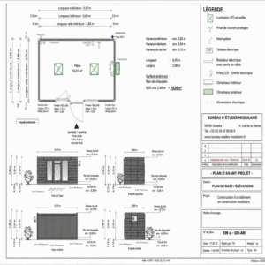 PLAN Pavillon Modulaire Panoramique 18 m² Tout Équipé - Isolé et Climatisé